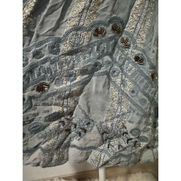Raga Anthropologie embroidered Embellished beaded boho baby doll top L - Picture 4 of 9